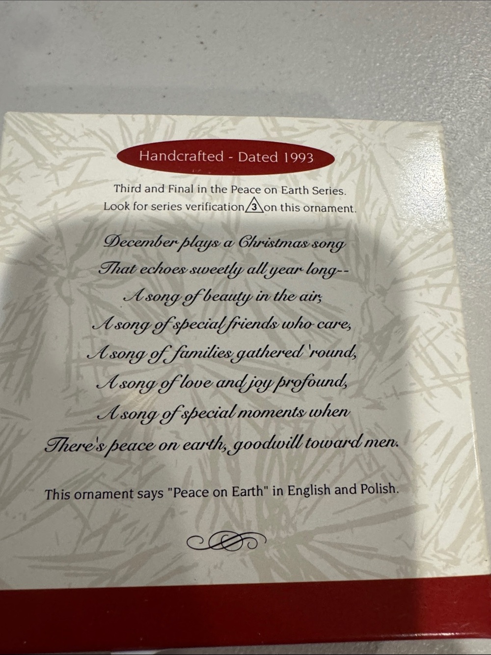 Keepsake Ornament Poland 'Peace on Earth' - Picture 2 of 2